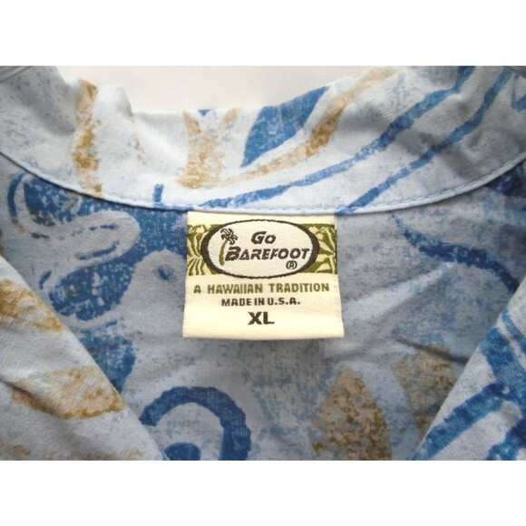 Go Barefoot A Hawaiian Tradition Cotton Shirt Made in USA Mens Size XL - Picture 3 of 8